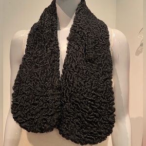 Designer unknown vintage black Persian lamb scarf.